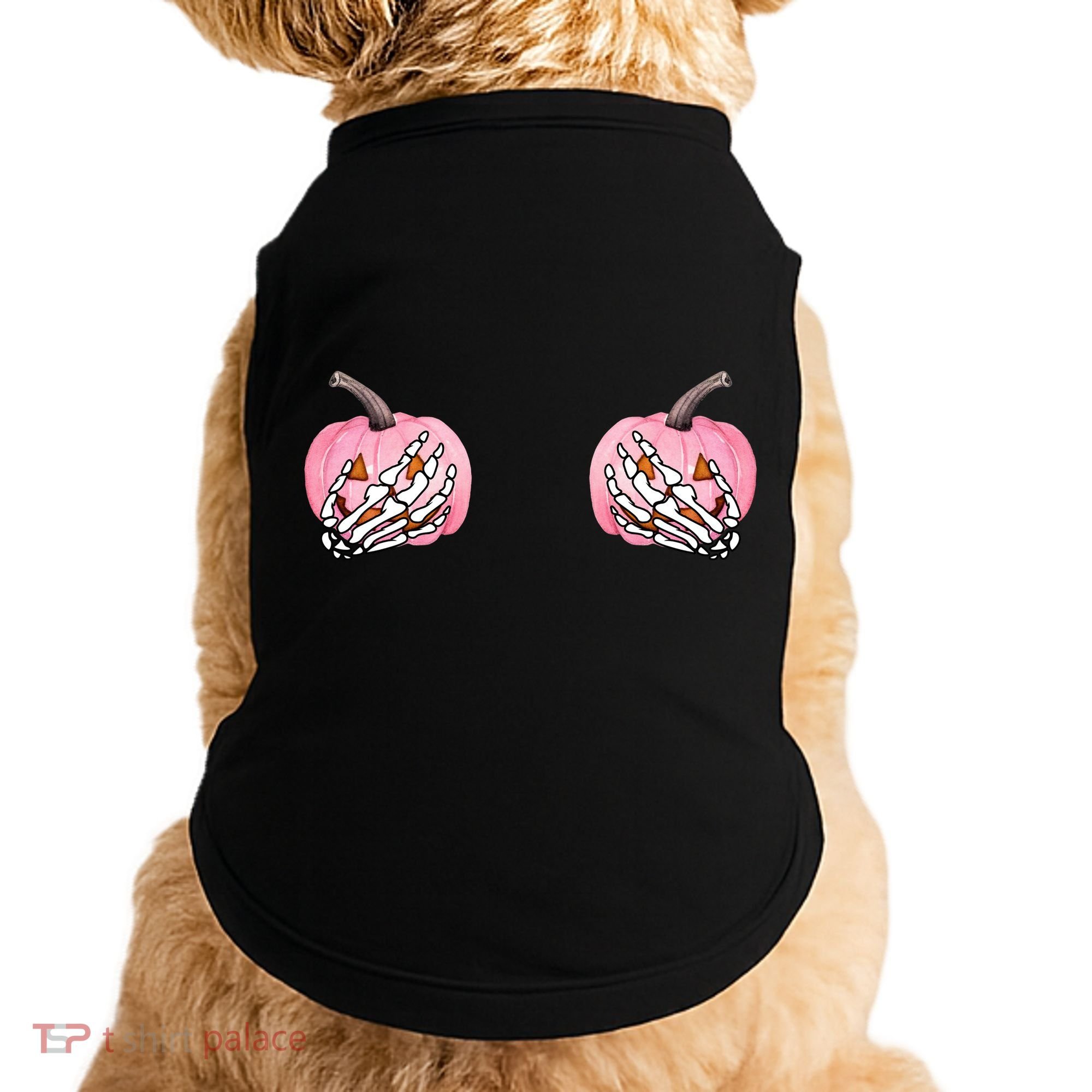 Pink Pumpkin Skeleton Breast Cancer Doggie Tank