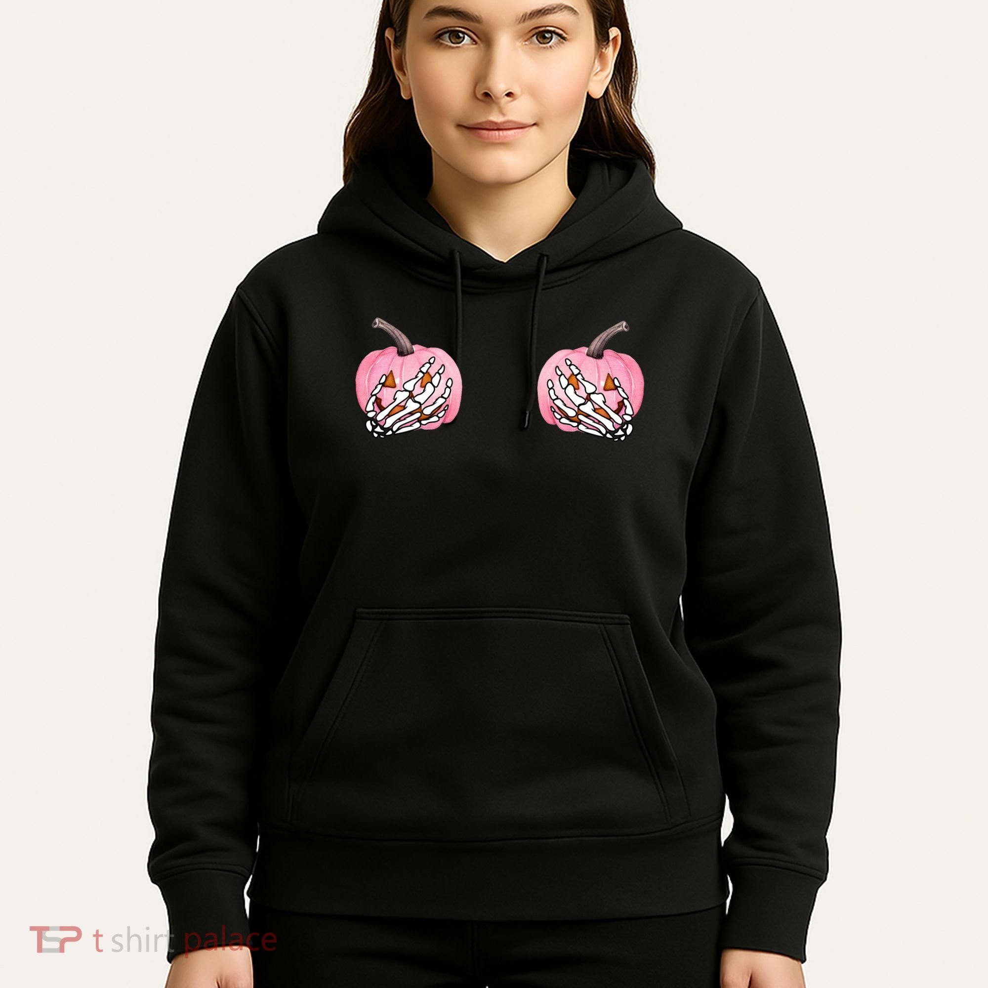 Pink Pumpkin Skeleton Breast Cancer Hoodie