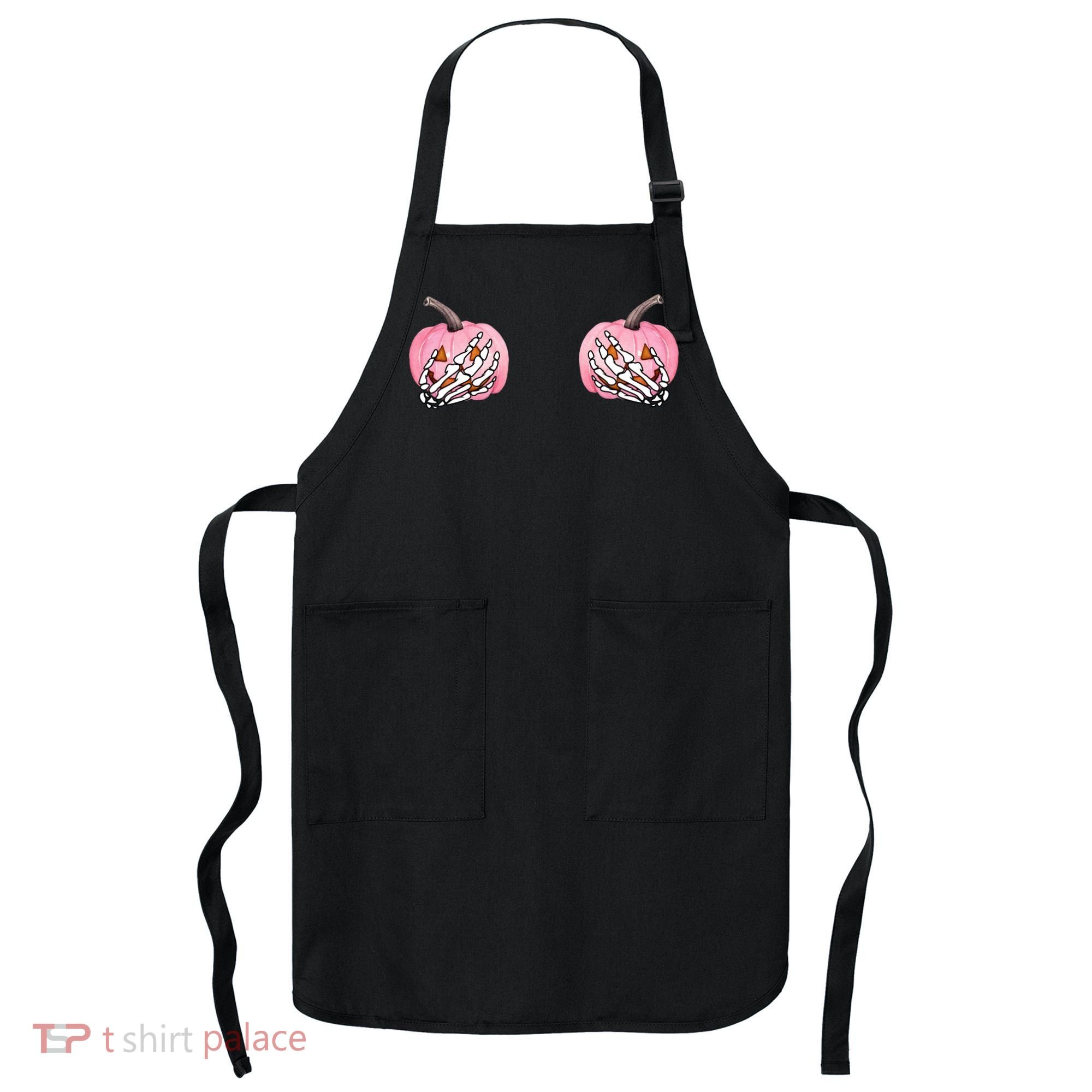 Pink Pumpkin Skeleton Breast Cancer Apron