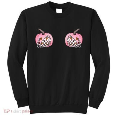 Pink Pumpkin Skeleton Breast Cancer Sweatshirt