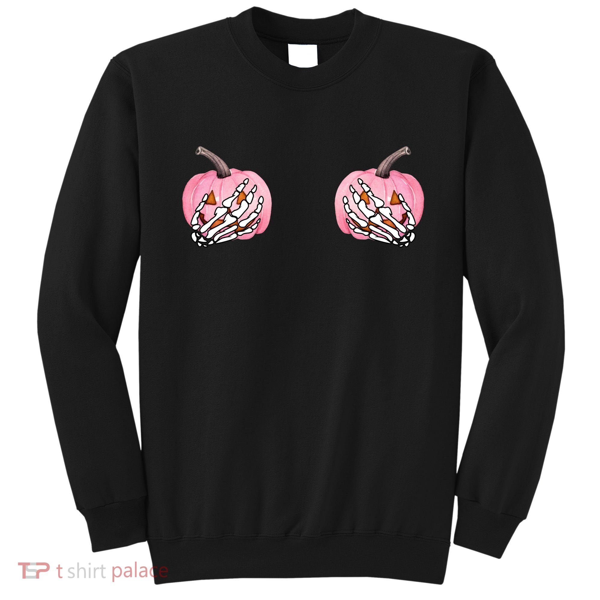 Pink Pumpkin Skeleton Breast Cancer Sweatshirt