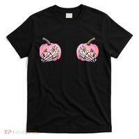 Pink Pumpkin Skeleton Breast Cancer T-Shirt thumb 0