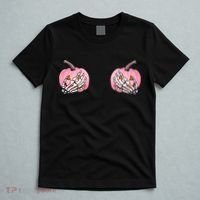 Pink Pumpkin Skeleton Breast Cancer T-Shirt thumb 5