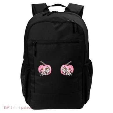 Pink Pumpkin Skeleton Breast Cancer Backpack