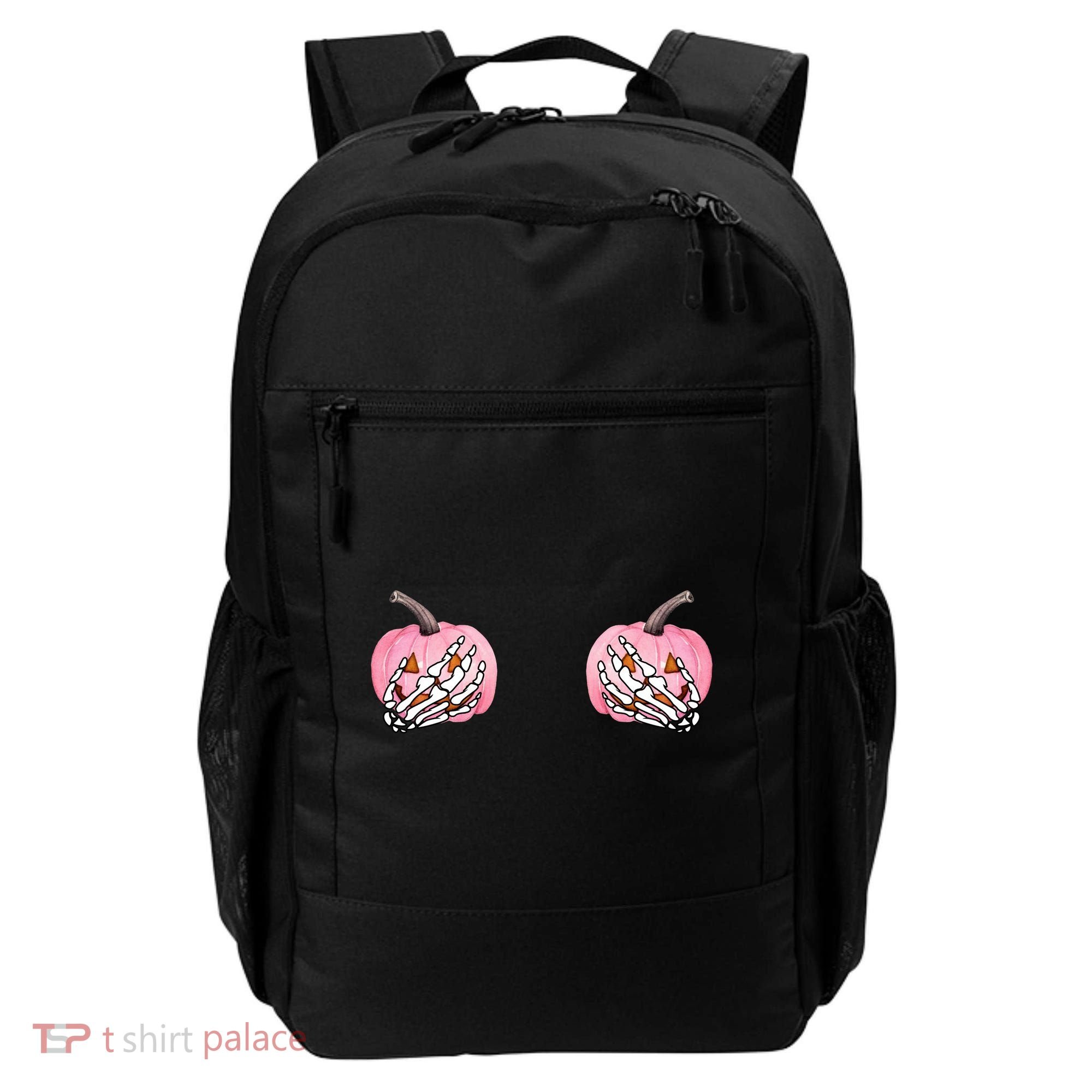 Pink Pumpkin Skeleton Breast Cancer Backpack