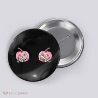 Pink Pumpkin Skeleton Breast Cancer Button thumb 0