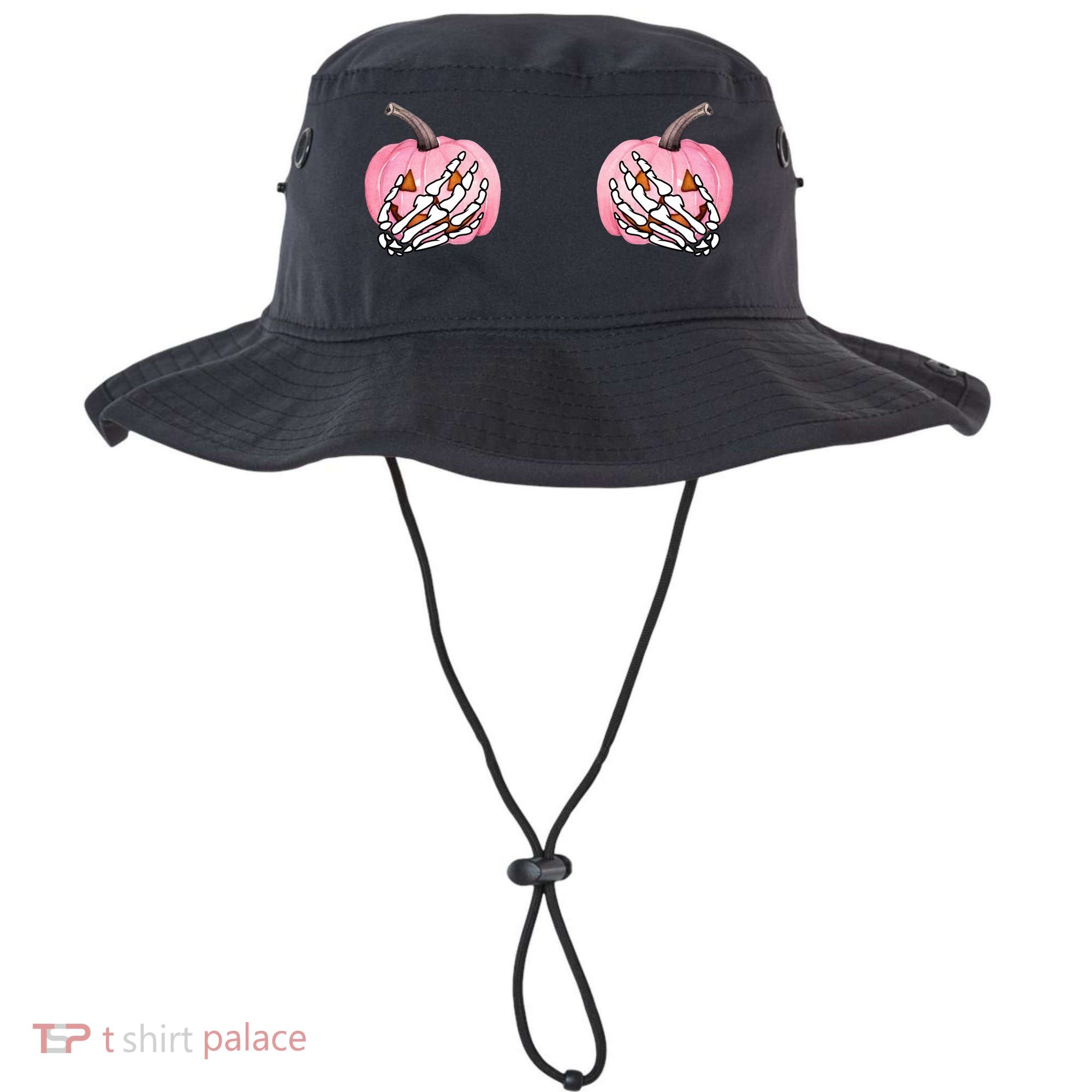 Pink Pumpkin Skeleton Breast Cancer Bucket Hat