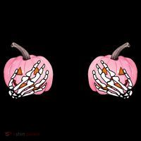 Pink Pumpkin Skeleton Breast Cancer Bucket Hat thumb 4