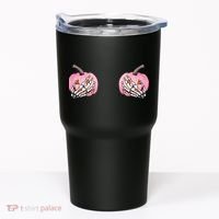 Pink Pumpkin Skeleton Breast Cancer Tumbler thumb 0