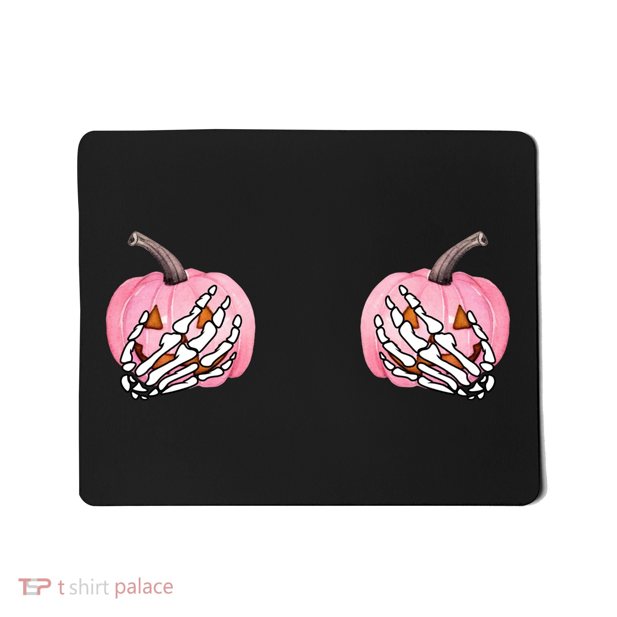 Pink Pumpkin Skeleton Breast Cancer Mousepad