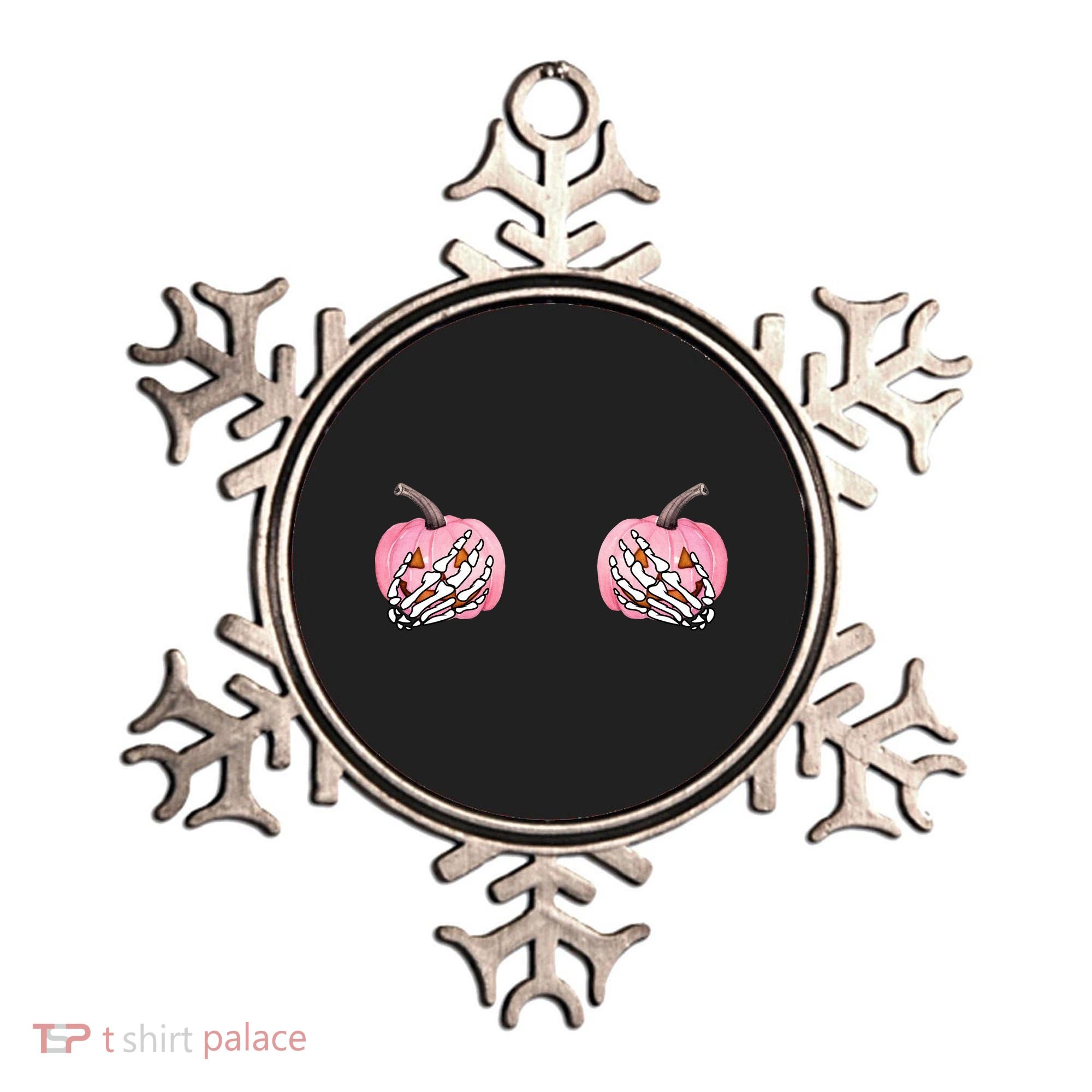 Pink Pumpkin Skeleton Breast Cancer Ornament