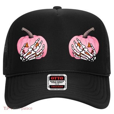 Pink Pumpkin Skeleton Breast Cancer Hat