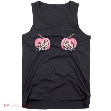 Pink Pumpkin Skeleton Breast Cancer Tank Top
