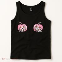 Pink Pumpkin Skeleton Breast Cancer Tank Top thumb 2