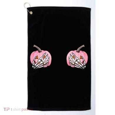 Pink Pumpkin Skeleton Breast Cancer Golf Towel