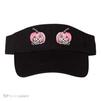 Pink Pumpkin Skeleton Breast Cancer Visor