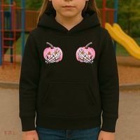 Pink Pumpkin Skeleton Breast Cancer Kids Hoodie thumb 3