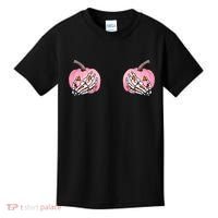 Pink Pumpkin Skeleton Breast Cancer Kids T-Shirt thumb 0