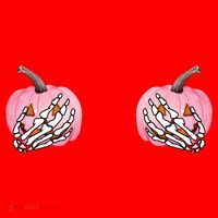 Pink Pumpkin Skeleton Breast Cancer Santa Hat thumb 1