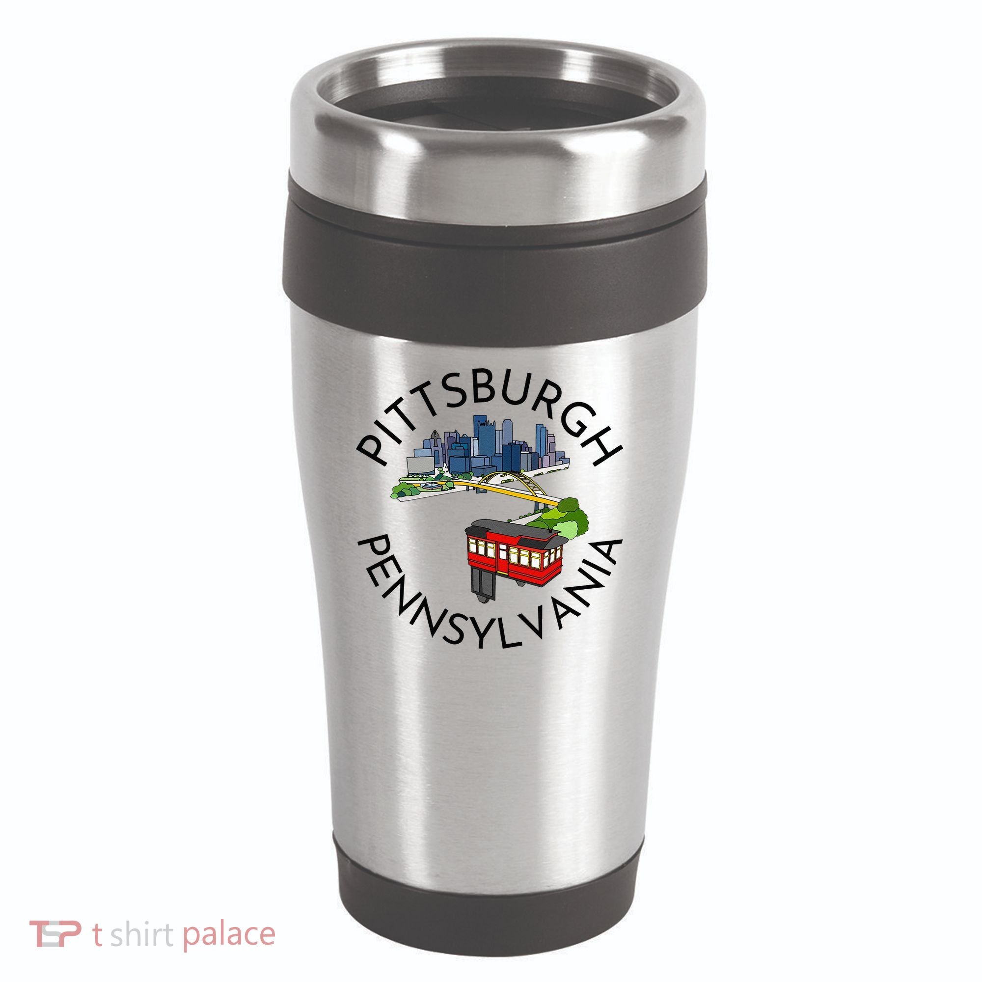 Pittsburgh Pennsylvania Steel City Skyline Bridge 412 16oz Travel Tumbler