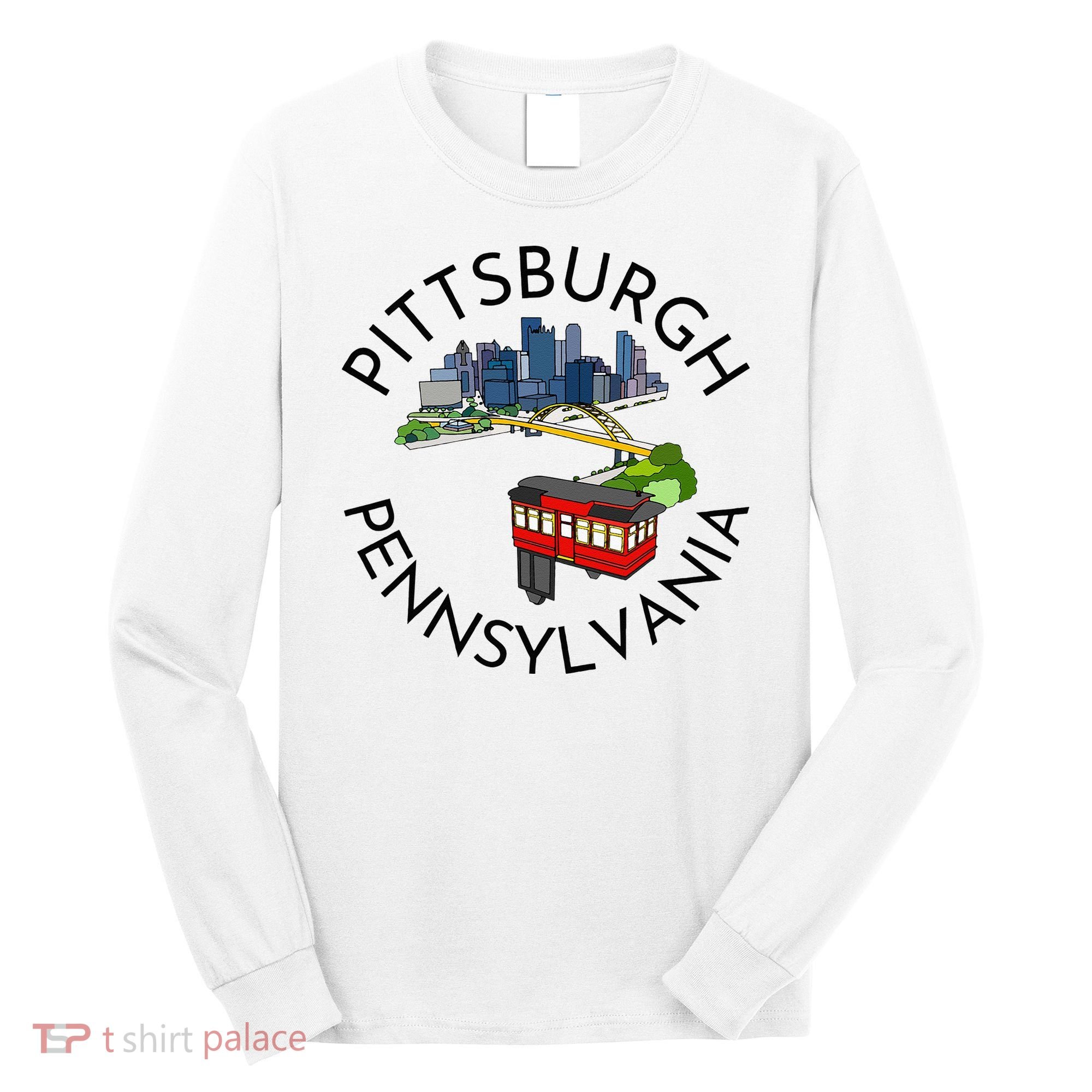 Pittsburgh Pennsylvania Steel City Skyline Bridge 412 Long Sleeve Shirt