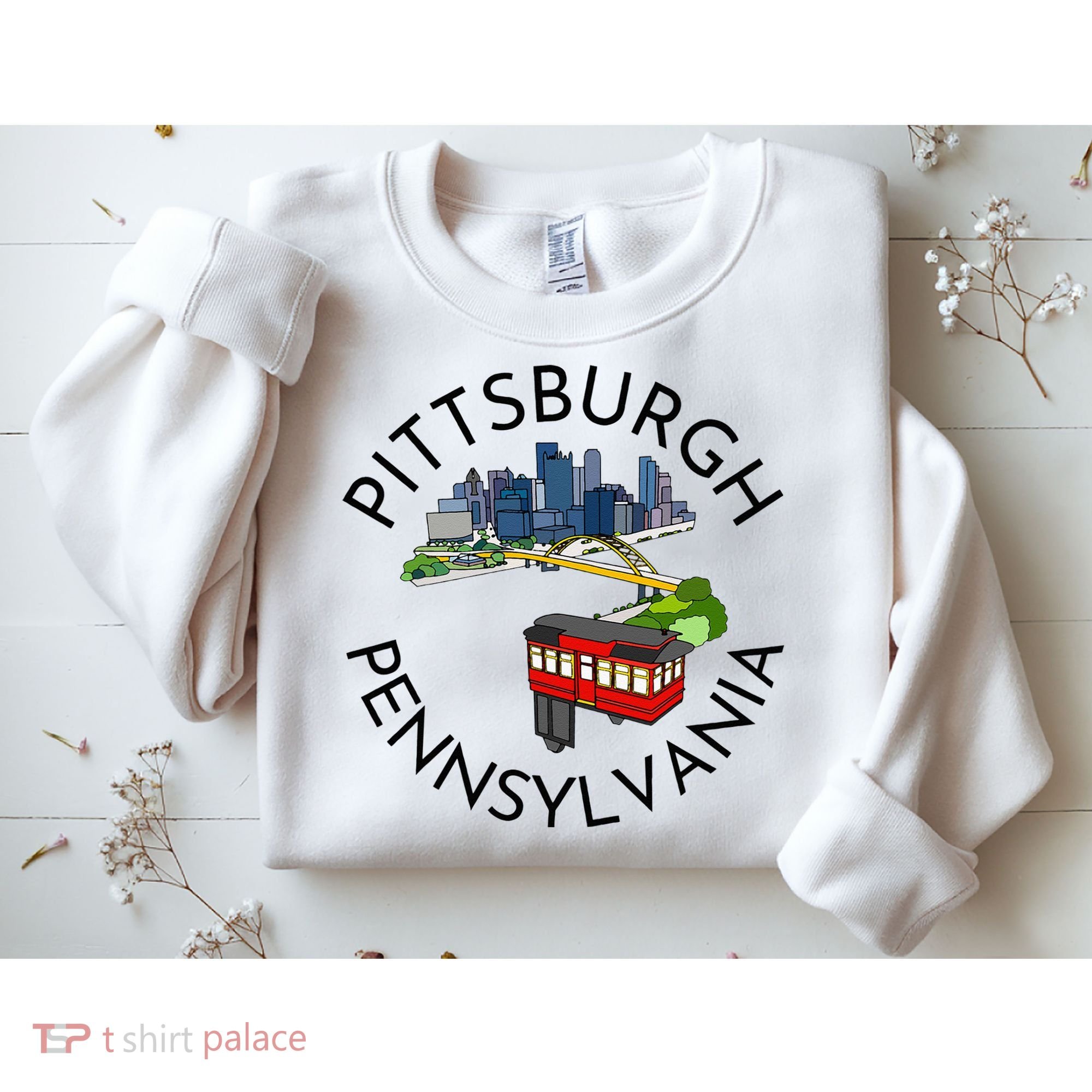 Pittsburgh Pennsylvania Steel City Skyline Bridge 412 Sweatshirt