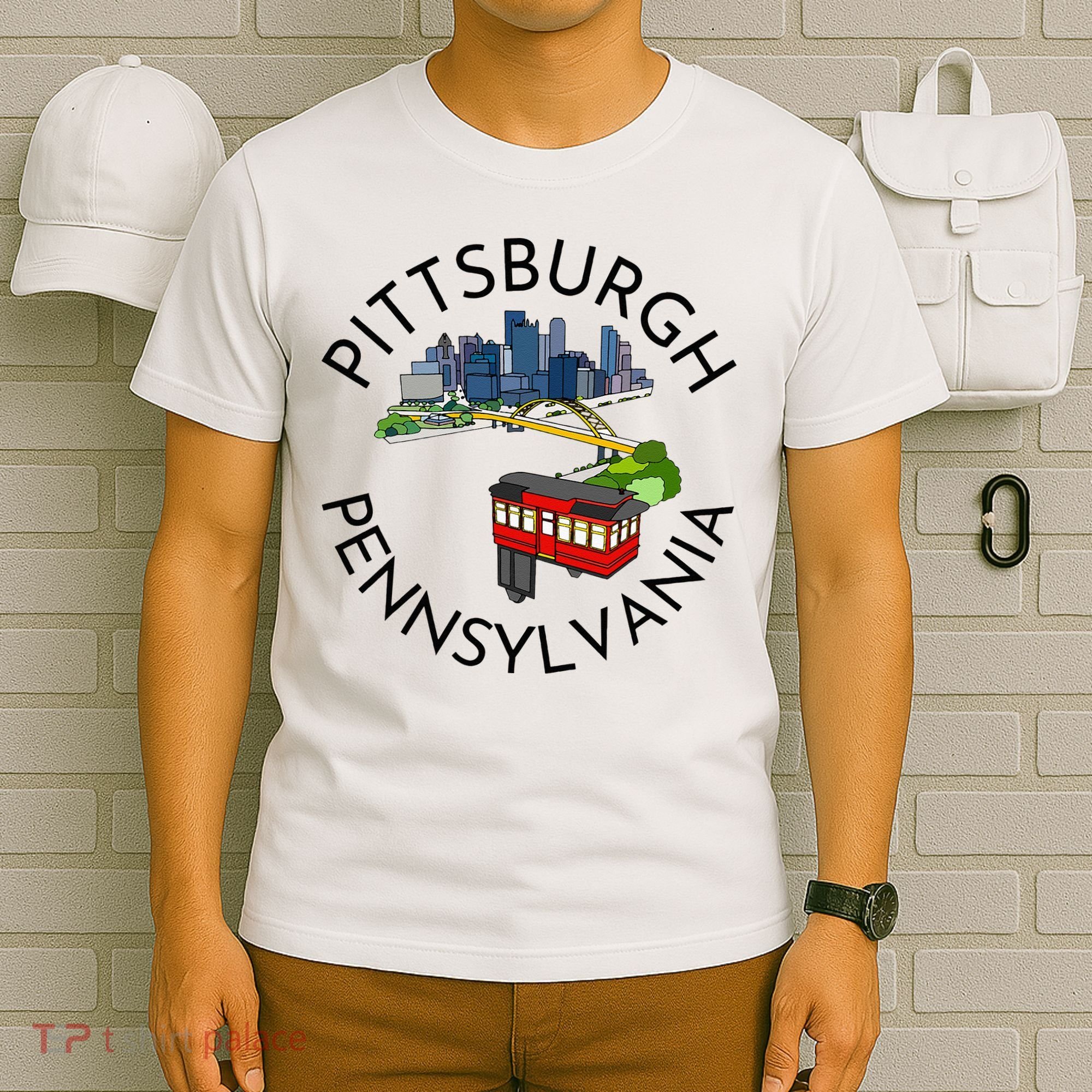 Pittsburgh Pennsylvania Steel City Skyline Bridge 412 T-Shirt