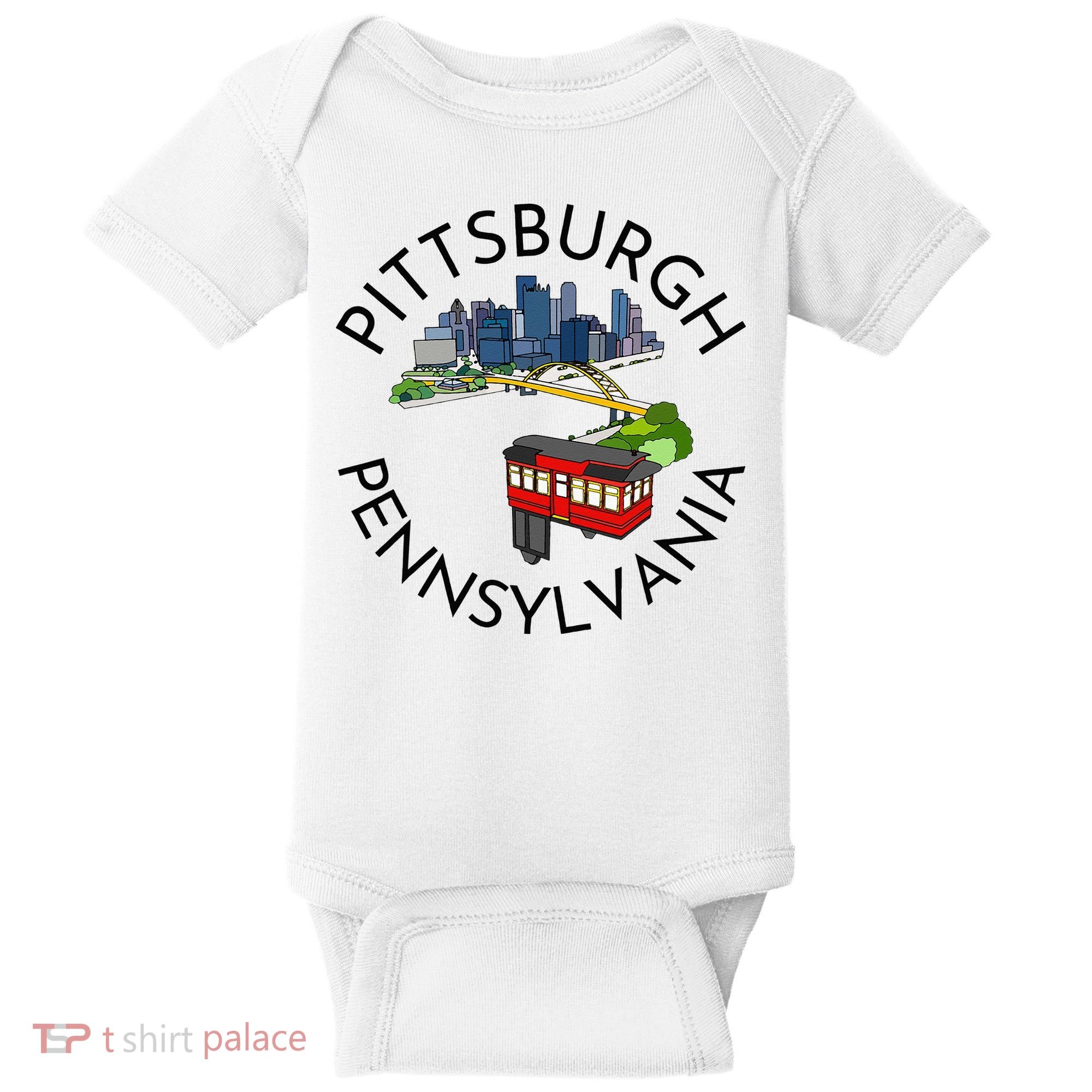 Pittsburgh Pennsylvania Steel City Skyline Bridge 412 Baby Bodysuit