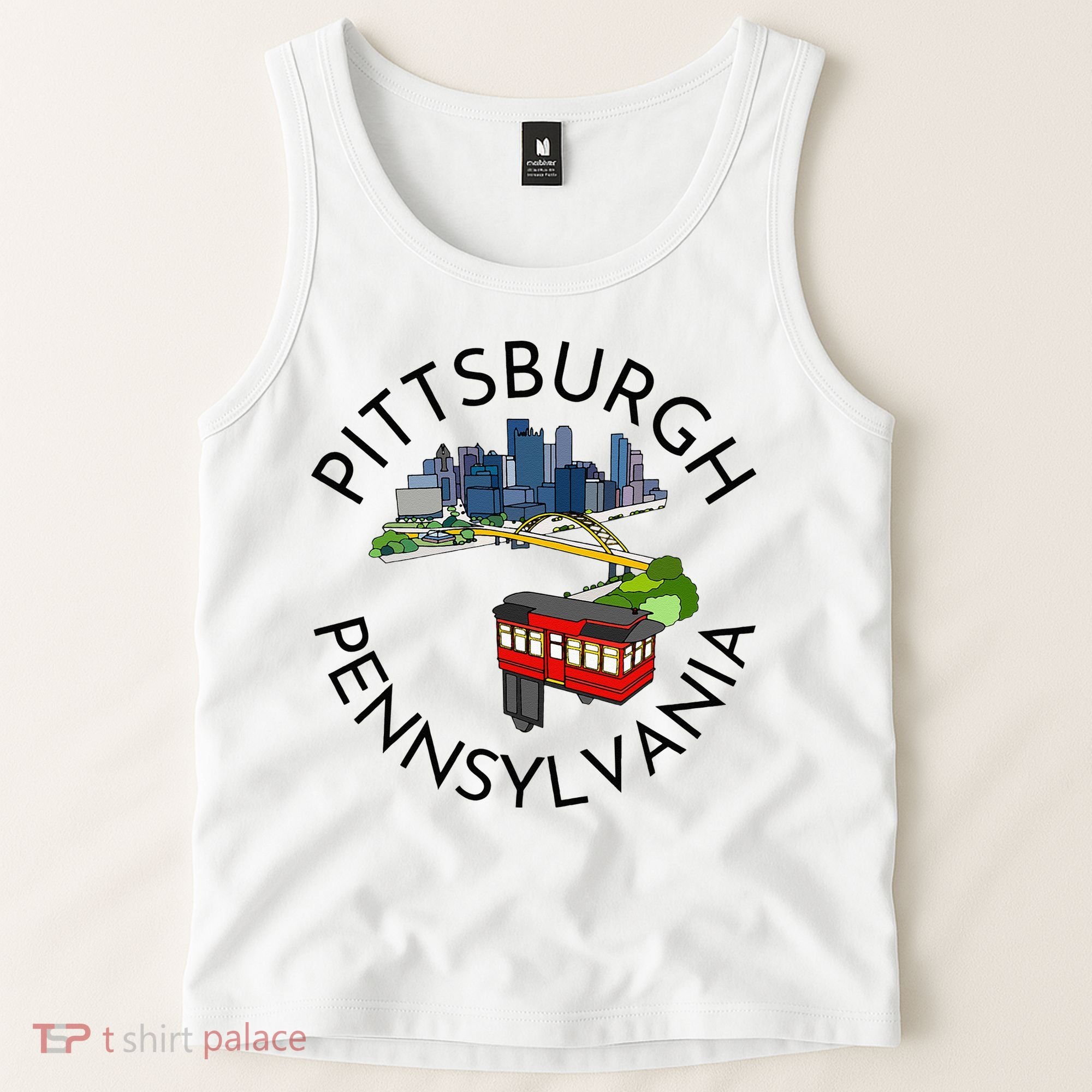 Pittsburgh Pennsylvania Steel City Skyline Bridge 412 Tank Top