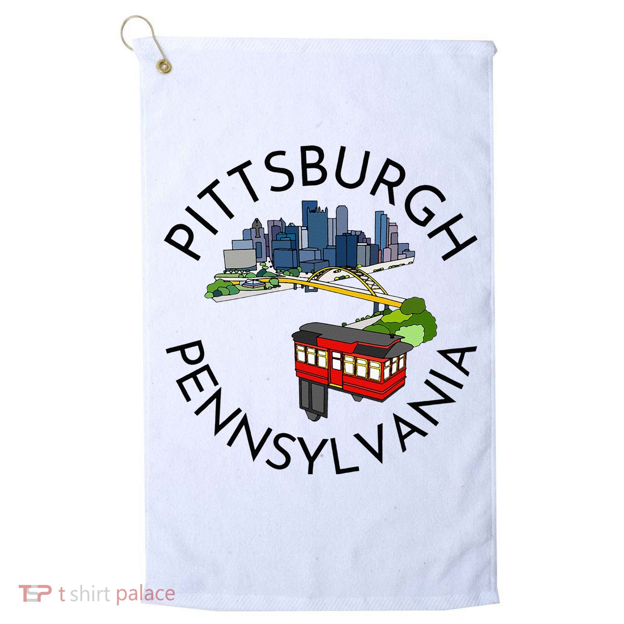Pittsburgh Pennsylvania Steel City Skyline Bridge 412 Golf Towel