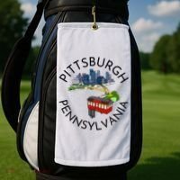 Pittsburgh Pennsylvania Steel City Skyline Bridge 412 Golf Towel thumb 2