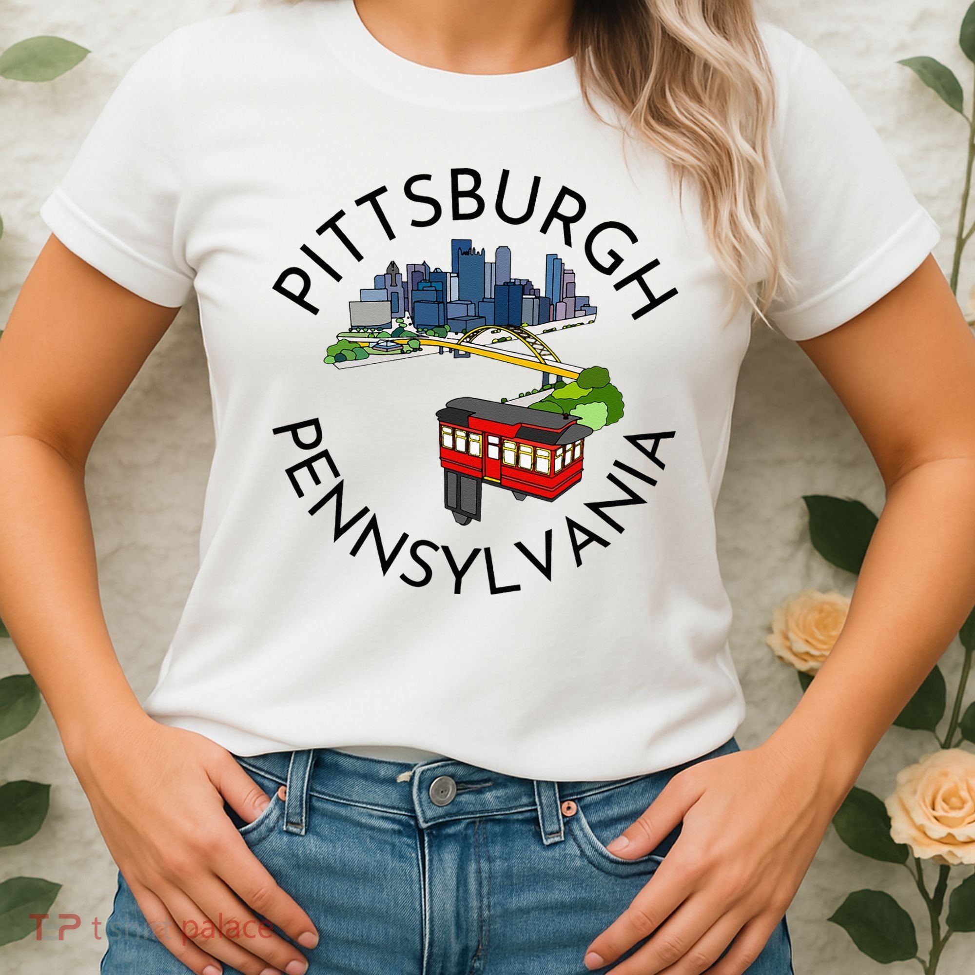 Pittsburgh Pennsylvania Steel City Skyline Bridge 412 Women's T-Shirt