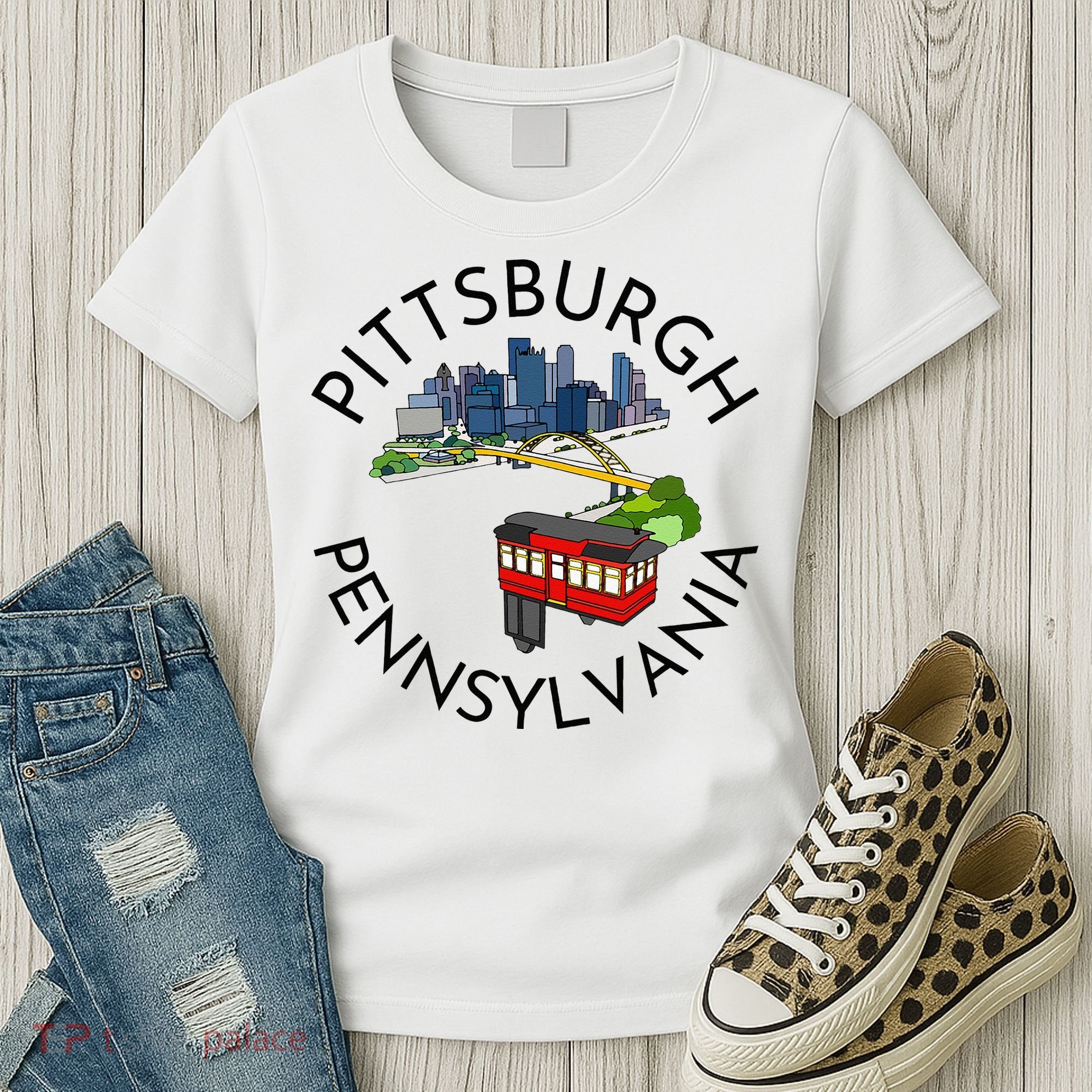 Pittsburgh Pennsylvania Steel City Skyline Bridge 412 Women's T-Shirt