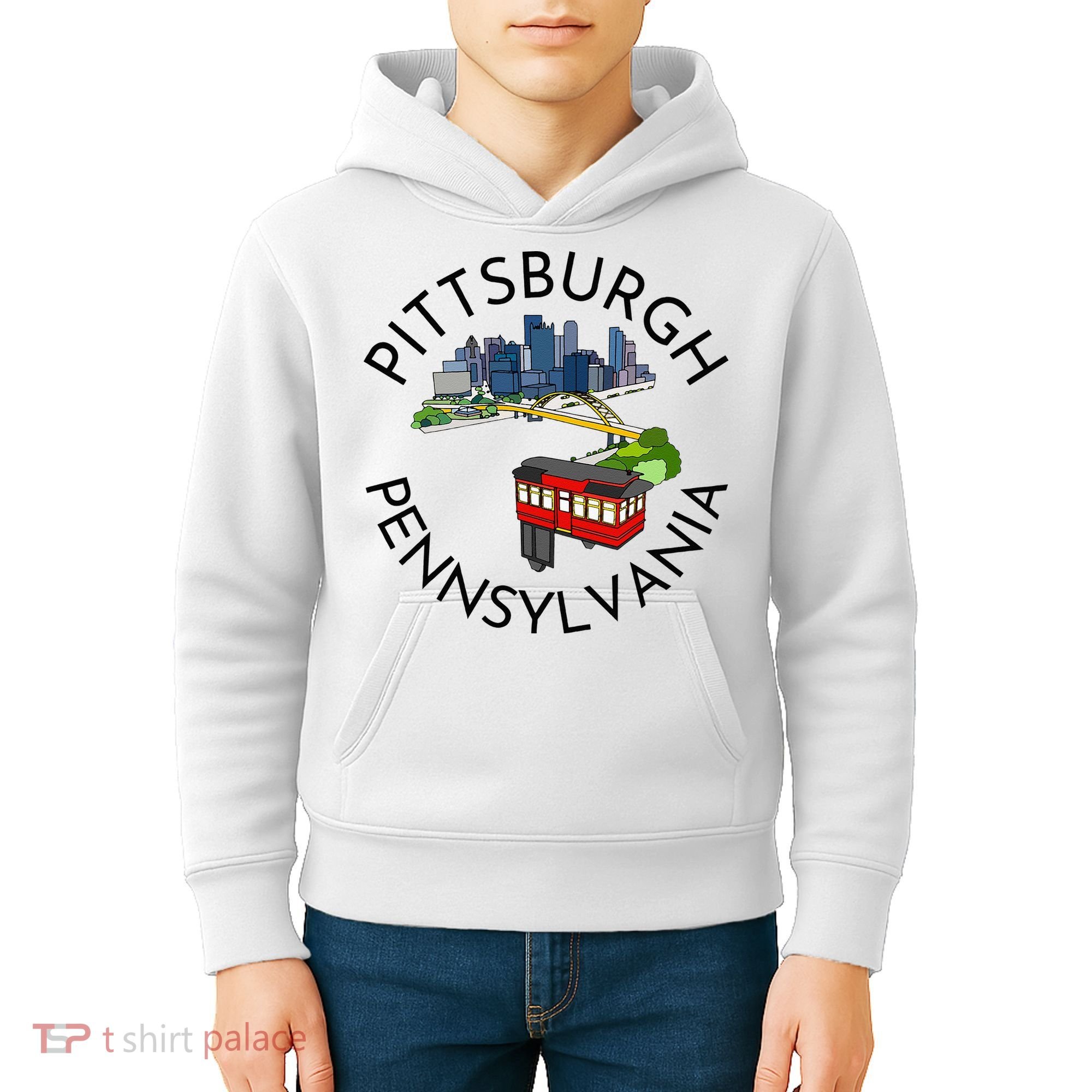 Pittsburgh Pennsylvania Steel City Skyline Bridge 412 Kids Hoodie