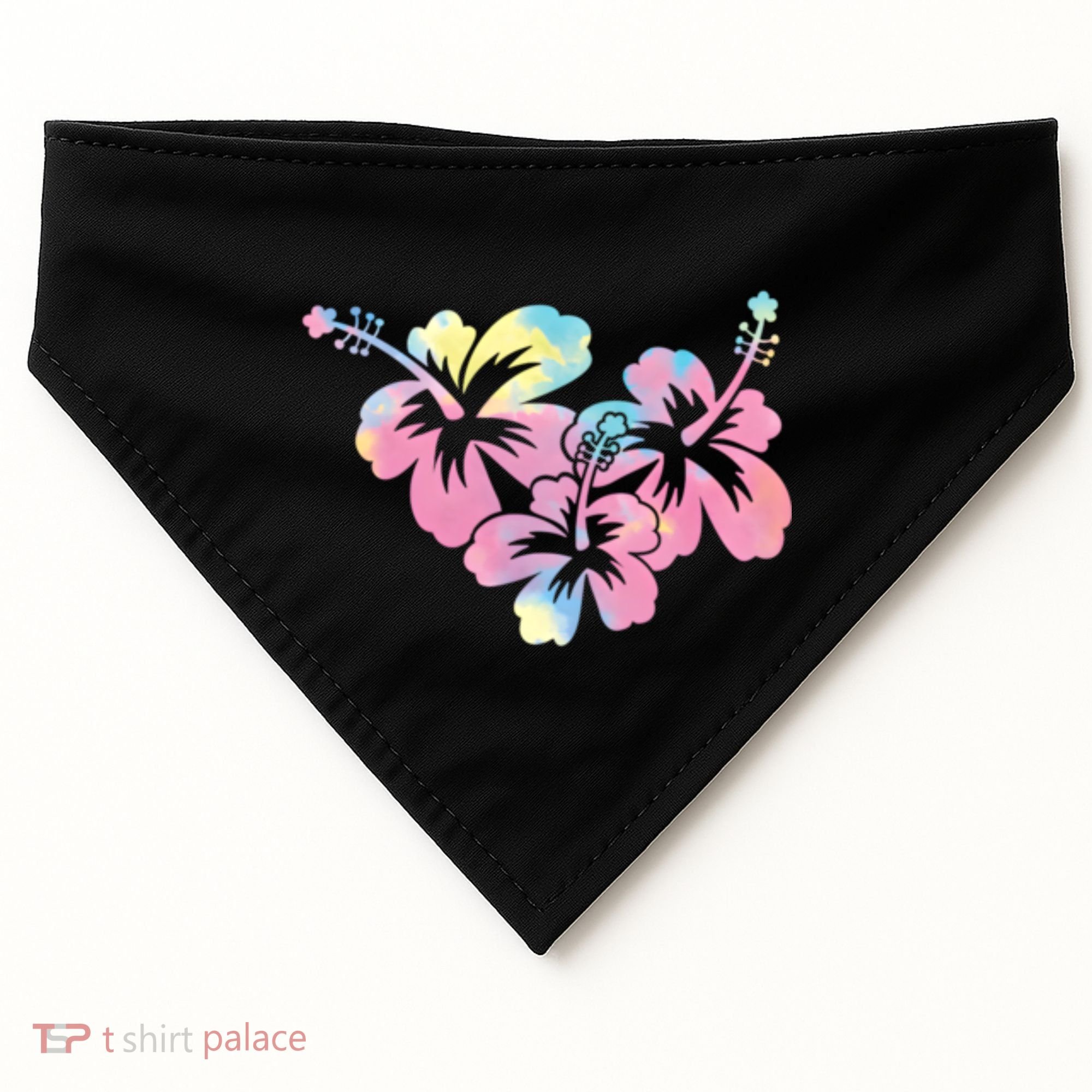 Palm Puff Summer Beach Hawaii Hibiscus USA-Made Doggie Bandana