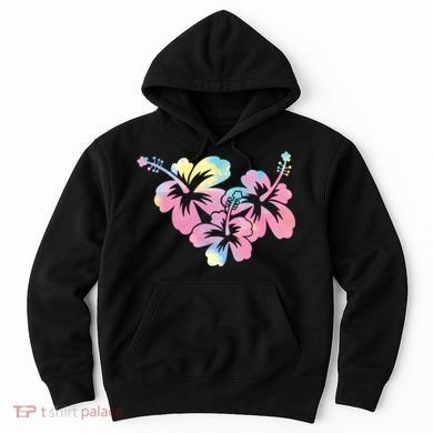 Palm Puff Summer Beach Hawaii Hibiscus Hoodie