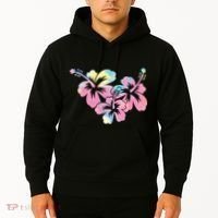 Palm Puff Summer Beach Hawaii Hibiscus Hoodie thumb 2
