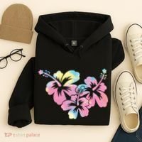 Palm Puff Summer Beach Hawaii Hibiscus Hoodie thumb 4