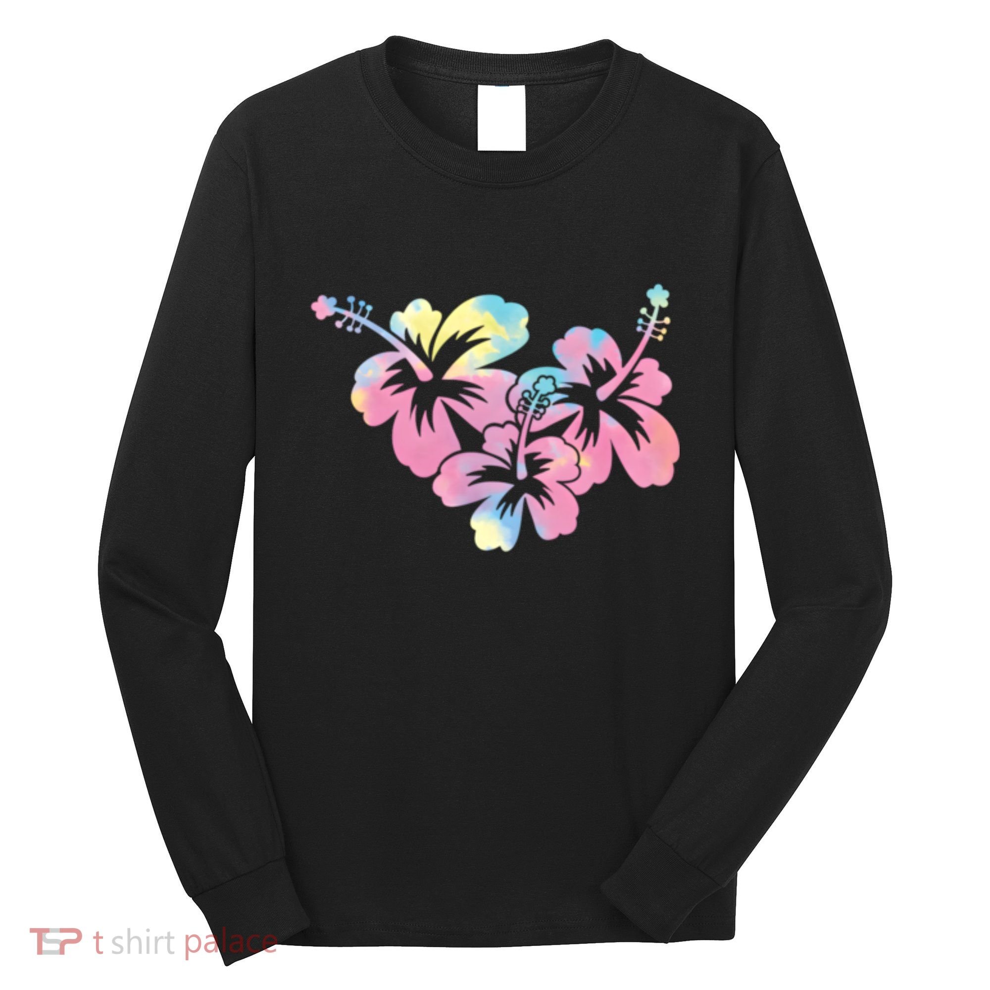 Palm Puff Summer Beach Hawaii Hibiscus Long Sleeve Shirt
