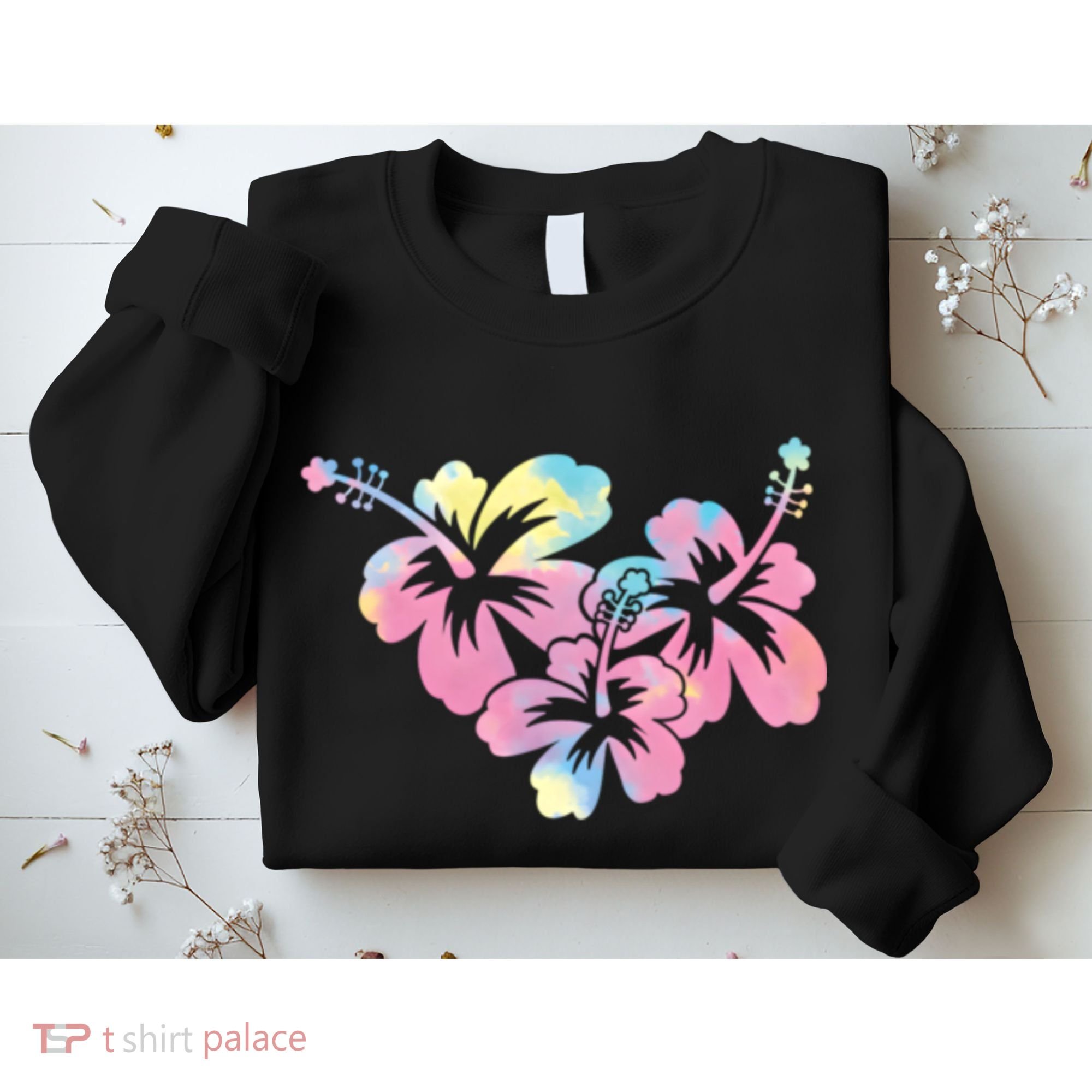 Palm Puff Summer Beach Hawaii Hibiscus Sweatshirt