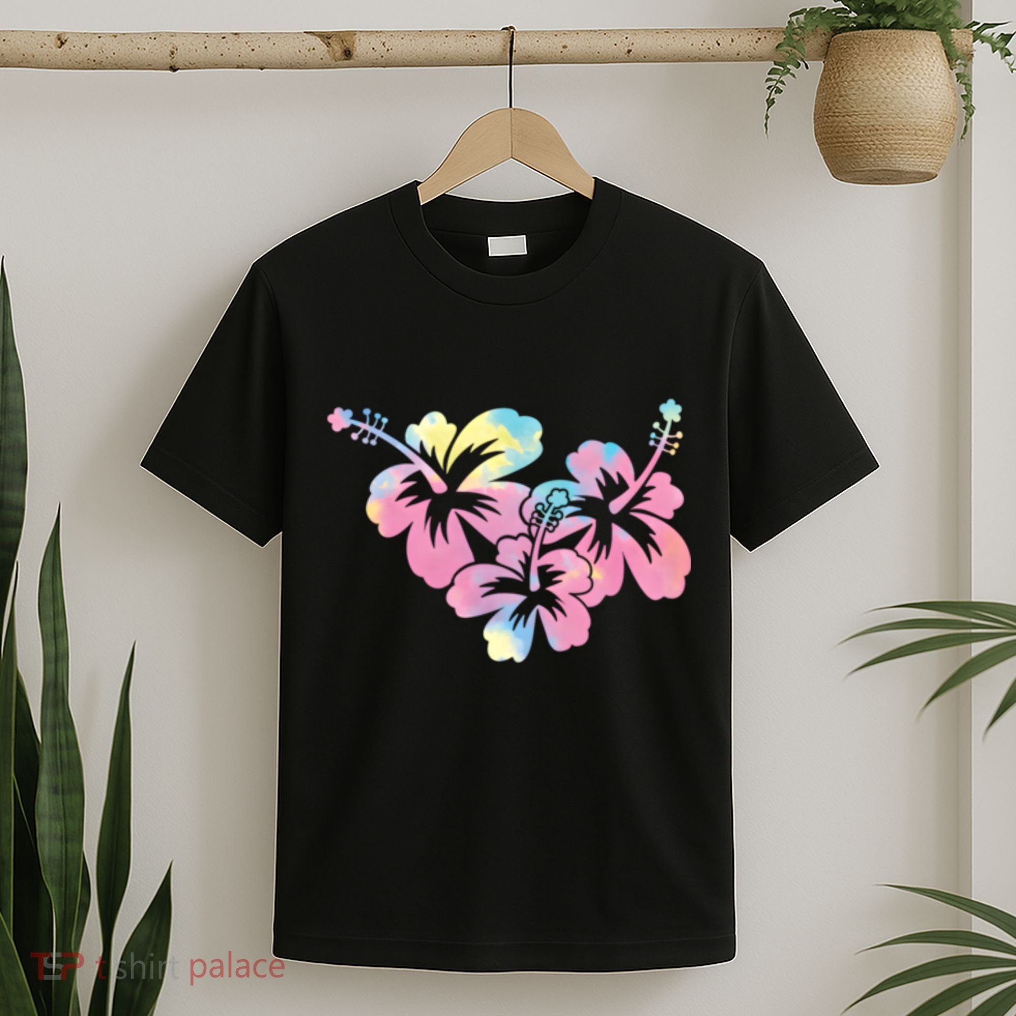 Palm Puff Summer Beach Hawaii Hibiscus T-Shirt