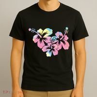 Palm Puff Summer Beach Hawaii Hibiscus T-Shirt thumb 3