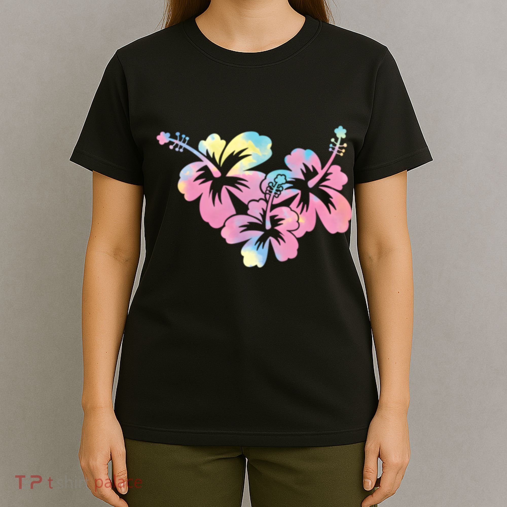 Palm Puff Summer Beach Hawaii Hibiscus T-Shirt