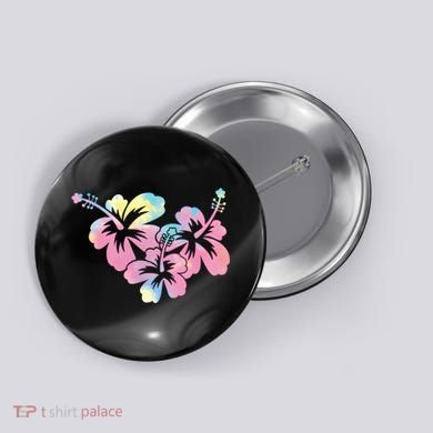 Palm Puff Summer Beach Hawaii Hibiscus Button