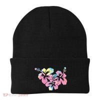 Palm Puff Summer Beach Hawaii Hibiscus Beanie thumb 0