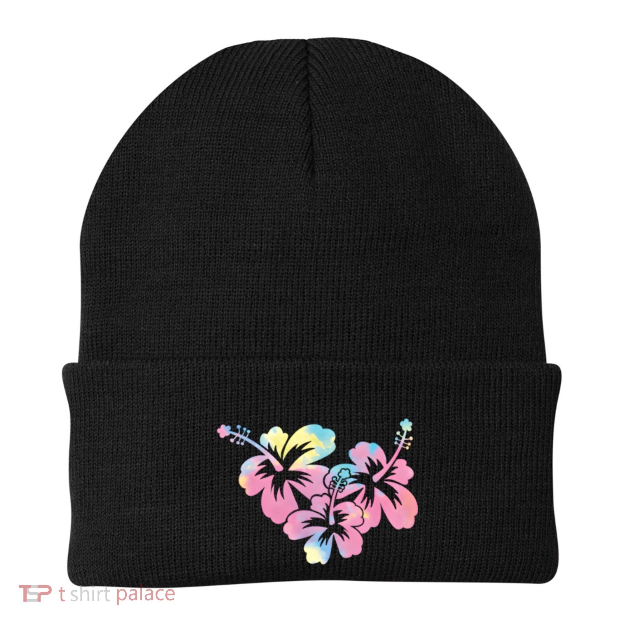 Palm Puff Summer Beach Hawaii Hibiscus Beanie