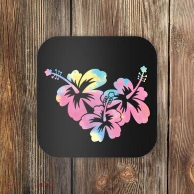 Palm Puff Summer Beach Hawaii Hibiscus Coaster