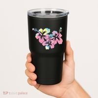 Palm Puff Summer Beach Hawaii Hibiscus Tumbler thumb 2