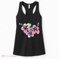Palm Puff Summer Beach Hawaii Hibiscus Women's Tank Top thumb 0
