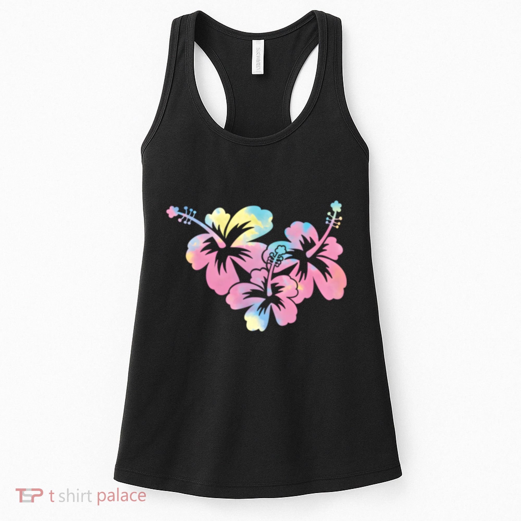 Palm Puff Summer Beach Hawaii Hibiscus Women's Tank Top